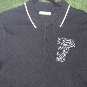 Versace Black Polo Shirt with White Trim